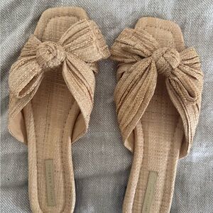 Loeffler Randall Tan Knotted Bow Sandals